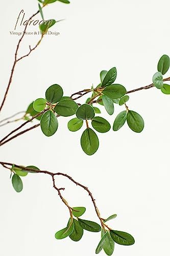 Floroom 4 pcs Artificial Eucalyptus Green Branches 44.3 Inch, Faux Greenery Plant Stems Ficus Twigs Fake Tree Branches for Vase Home Decorations
