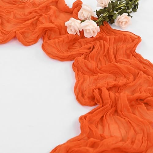 30 Pack Orange Table Runner 10Ft Cheesecloth Table Runner Boho Gauze Cheese Cloth Table Runners Romantic Long Sheer Fabric Burnt Orange Table Runners for Wedding Party Bridal Shower
