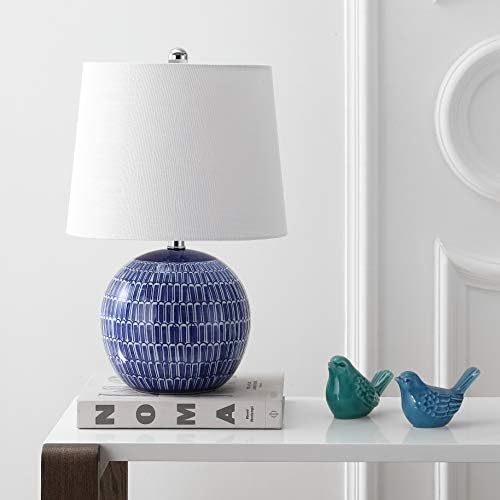JONATHAN Y Ronald 21" Ceramic Scallop Sphere Table Lamp, Navy