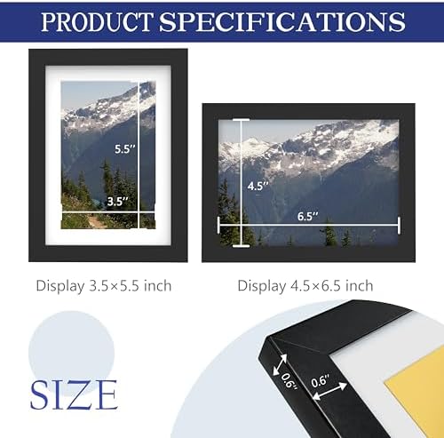 An&He 5 x 7 Picture Frame Set of 2, Black Photo Frame, Wooden Picture Frame with High Definition Glass for Wall & Tabletop Display