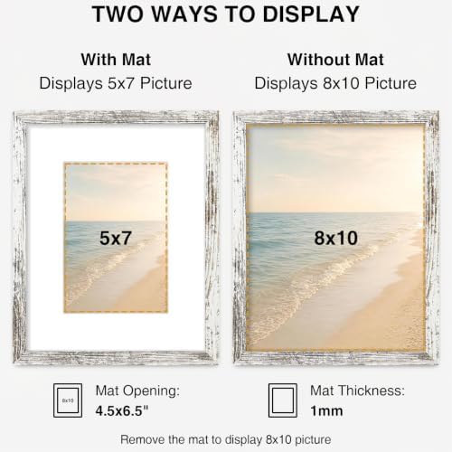 Vittanly 8x10 Picture Frames Set of 5, Wall Mount or Tabletop Display