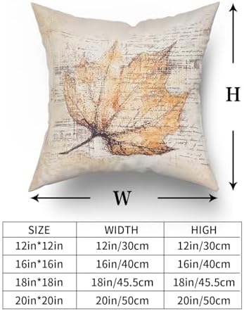 Giwawa Autumn Pillow Covers Set of 2 18x18 Inch- Vintage Fall Pumpkin Maple Leaf Decorative Cotton Throw Pillow Cases- Rustic Farmhouse Thanksgiving Cushion Covers for Sofa Porch Bed Season
