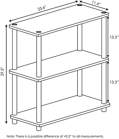 Furinno TURN-N-TUBE Storage Shelves, 3-Tier Book Shelf, Corner Shelf, Toolless Open Shelves, for Organization and Storage, Living Room, Garage, Home Office, Espresso
