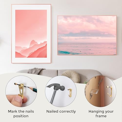 24x36 Metal Picture Frame with 20x30 Mat, Brushed Aluminum Finish, Tempered Glass Front, and Attached Hanging Hardware - Versatile Wall Display Frames for Vertical or Horizontal Orientation(Rose Gold,