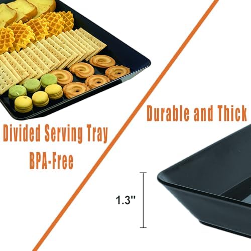 Serving Tray Platter, 3 Pcs Food Tray for Veggie Fruit Snack Dessert Cookie Cheese, Food Trays for Party Supplies Display, Plastic Platters for Serving Food, Large Trays, BPA Free