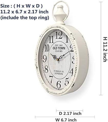 Menterry Small Retro Oval Wall Clock Antique Old Design,White Vintage Style