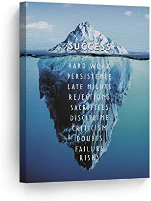 Smile Art Design Success Inspiring Quote Iceberg Ocean Motivational Wall Art Canvas Print Inspirational Wall Art Entrepreneur Quote Modern Office Living Room Decor Artwork Gift Ready to Hang 40x30