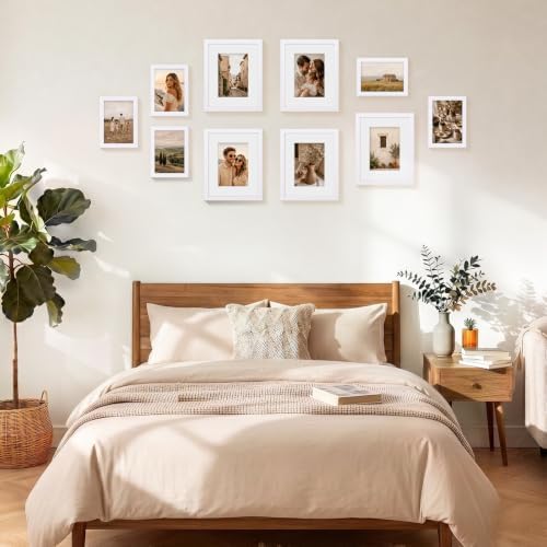 Vittanly 5x7 Picture Frames Set of 5, Wall Mount or Tabletop Display, White