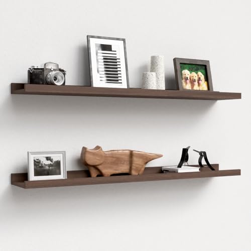 Boswillon Floating Shelves Set of 2, Long Wall Shelf with Lip, 36in, Walnut