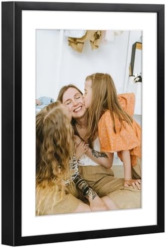 Frametory 2 Pack 6x8 Aluminum Frame with Mat for 5x7 Photo, Black