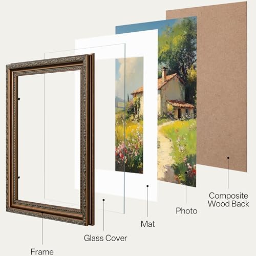 eletecpro 8x10 Vintage Picture Frame, Glass Cover, Bronze, 2-Pack