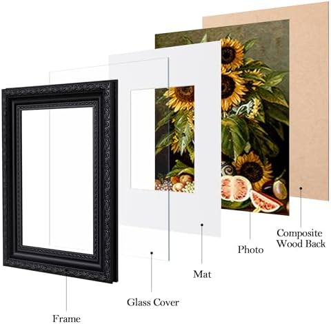 eletecpro 4x6 Vintage Picture Frame, Glass Cover, Black, 2-Pack