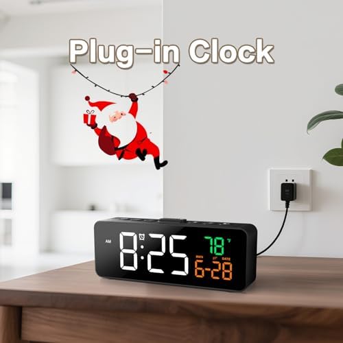 Netzu 3-in-1 Digital Clocks for Living Room, Small & Compact Alarm Clock