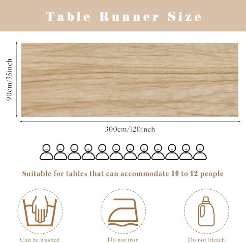 Sand 35 x 120 Inches Long Cheesecloth Table Runner Gauze Fabric 10Ft Boho Table Runner Rustic Sheer Runner for Wedding Baby Bridal Shower Birthday Holiday Party Table Arbor Decor (Sand)