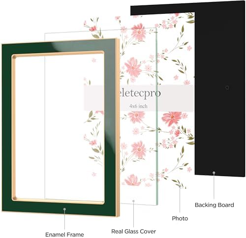 eletecpro 4x6 Enamel Picture Frame with Real Glass Cover, Green, 2-Pack