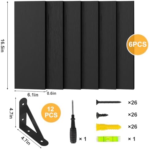 YGEOMER 16.5in Floating Shelves for Wall Home Decor, Black Set of 6