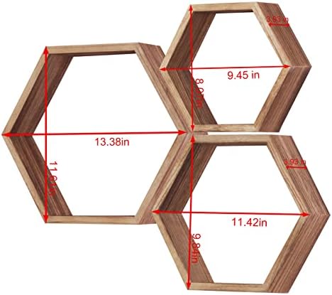 Hexagon Shelves,Floating Wall Shelf,Honeycomb Octagon Cube Shelves Wood