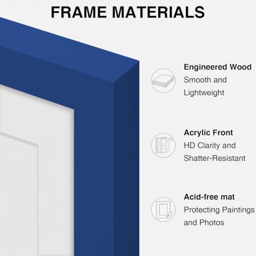 Vittanly 8.5x11 Picture Frames Set of 5, Certificate Frame, Royal Blue