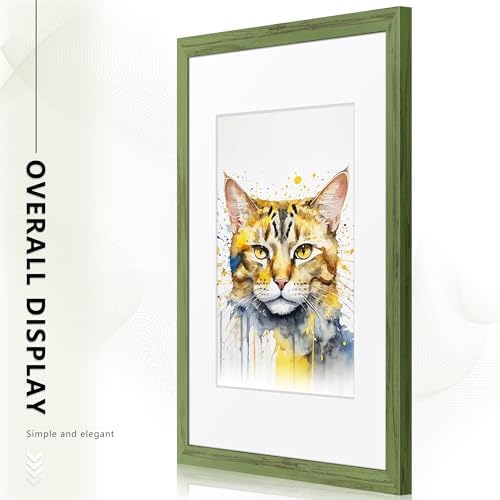 Picrit 12x16 Picture Frame Set of 12, Gallery Wall Frames, Green Wood