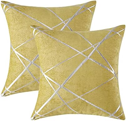 GIGIZAZA Decorative Throw Pillow Covers 20 x 20,Yellow Sofa Thick Cushion Pillow Covers,Square Luxury Pillows 2 Set