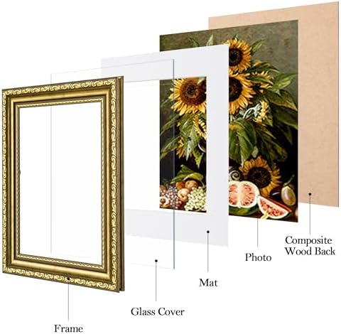 eletecpro 5x7 Vintage Picture Frame, Glass Cover, Gold, 2-Pack