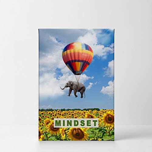 Smile Art Design Mindset Elephant with Balloon Sunflower Field Motivational Wall Art Canvas Print Inspirational Wall Art Entrepreneur Quote Canvas Print Modern Office Decor Gift Ready to Hang 40x30