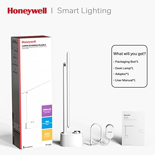 Honeywell HWT-H01 LED Desk Lamp, Foldable & Stepless Dimmable, White