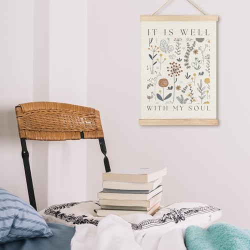 LZYRF It Is Well with My Soul Christian Wall Art, Christian Room Home Decor, Boho Floral Bible Verse Religious Canvas Prints Wall Decor for Church Office, 12x16 Inch