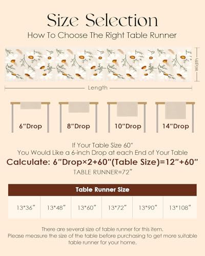 Canvas Embroidered Narrow 13"x 72" Table Runner, Beige Daisy