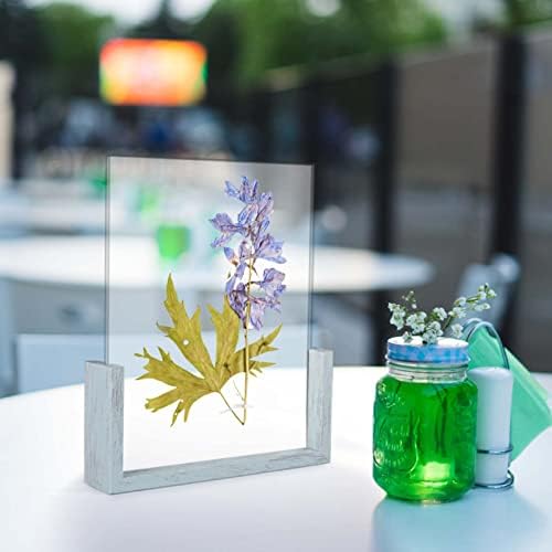 PETAFLOP 4x6 Picture Frame 2 Pack, Double Sided Glass Photo Frames 4 by 6 U-Shaped Blue Menu Holder Sign Card Stand for Desktop or Tabletop