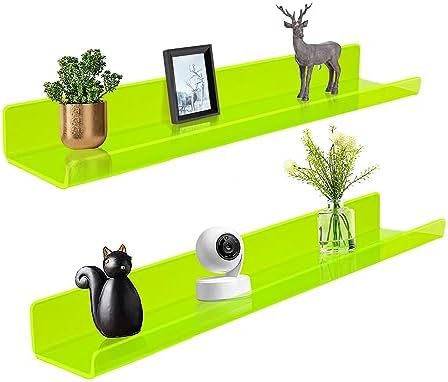 ROYALITA 2-Pack Acrylic Shelves Wall Mounted, 24 Inch Floating Shelves