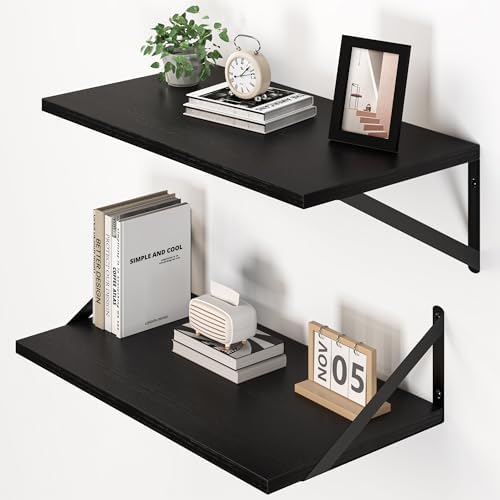 Heimlove 20W x 12D Deep Floating Shelves Set of 2 Black