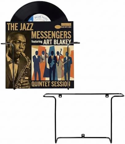 MyGift Set of 4 Black Metal Wire Vinyl Record Display Shelves, Wall Mount