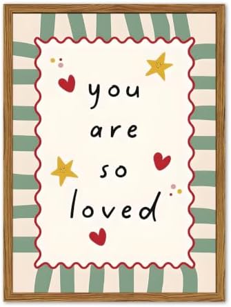 Framed You Are So Loved Wall Art, Cute Baby Boy Girl Nursery Wall Decor, Sage Green Striped Inspirational Quote Paintings Canvas Prints Pictures for Toddler Kids Bedroom 12x16 inch
