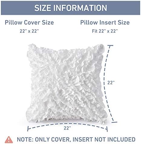 Leeden Throw Pillow Covers (Set of 2), 3D Design Handmade Cute Ruffles Pillowcase, Christmas Decorative Cushion Cover for Sofa Couch Bedroom Living Room, 22 x 22 inch, White