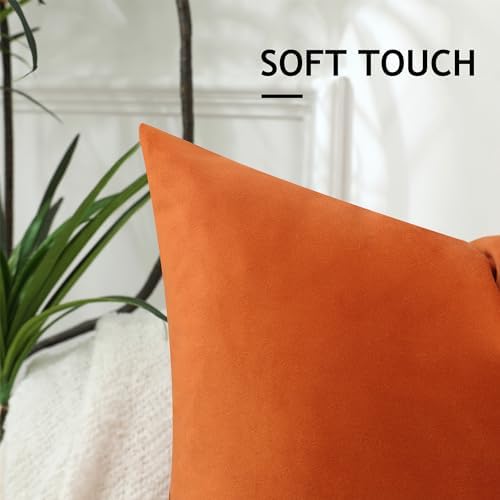 Stellhome Super Soft Velvet Throw Pillow Covers for Bed Couch Sofa Bench, 26 x 26 inch (65 cm), Burnt Orange, Pack of 2