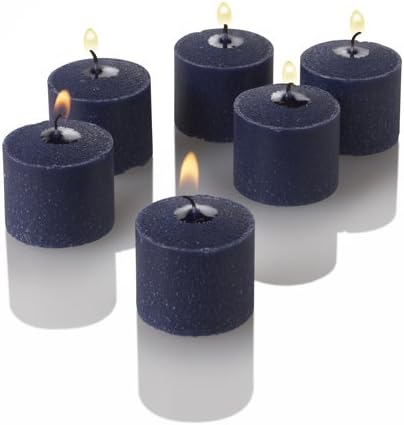 Set of 12 Richland Votive Candles Navy Blue Unscented and 12 Clear Glass Eastland Votive Holders