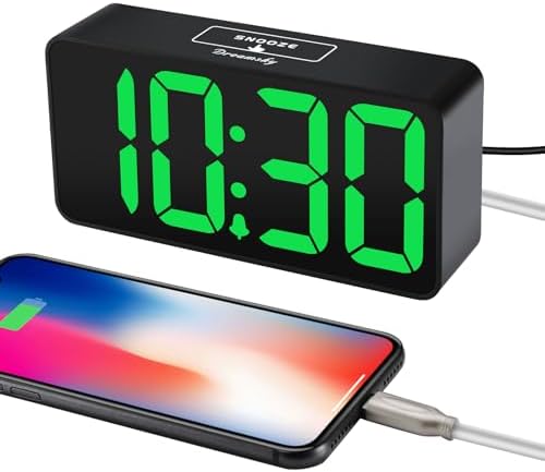 DreamSky Small Digital Alarm Clock for Bedroom with Large Big Numbers
