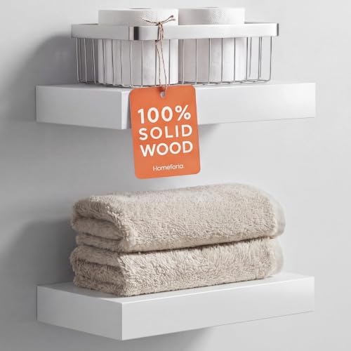 Homeforia 12 Inch Floating Shelves, High-End Solid Pine Wood, Set of 3