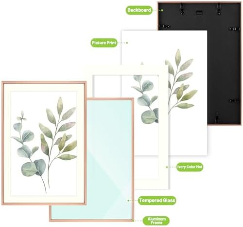 Golden State Art 13x19 Rose Gold Aluminum Frame, Real Glass, Mat Fits 11x17
