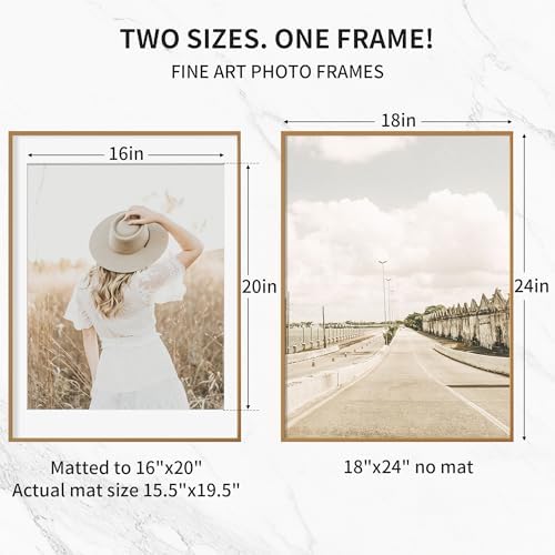Fun Memories 18x24 Aluminum Poster Frame, 18 x 24 inch Metal Picture Frames with Real Glass Front, Displays 16x20 Photos with Mat or 18x24 Images without Mat - Bronze - Set of 1