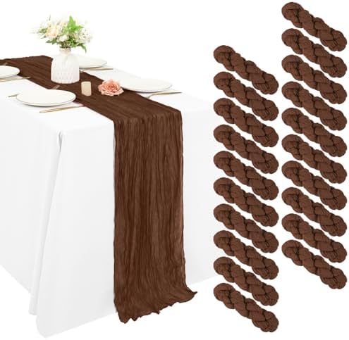 20 Pack Cheesecloth Table Runner 17 x 108 Inch, Brown