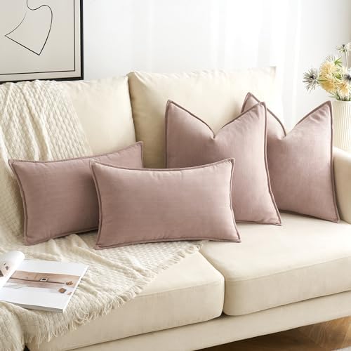 MIULEE Pack of 2 Blush Pink Euro Shams Chenille Pillow Covers 26x26 Inch