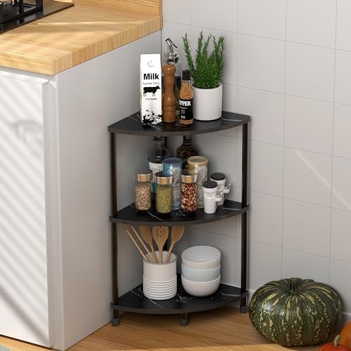 3 Tier Corner Book Shelf Stand for Bathroom, 23.2", Black