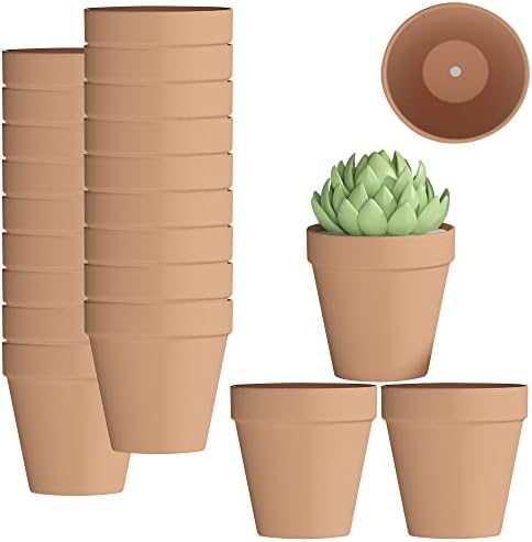 Fcacti 3 Inch Terra Cotta Pots with Drainage - 22 Pack Clay Flower Pots, Succulent/Cactus Nursery Pots,Small Terracotta Pots Great for Plants, Crafts, Wedding Favor