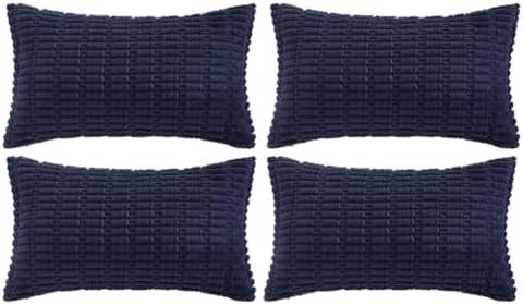 Fancy Homi 4 Packs Decorative Throw Pillow Covers for Living Room Couch Bed, Modern Farmhouse Boho Home Décor Accent Cushion Case, 24" x 14", Navy Blue
