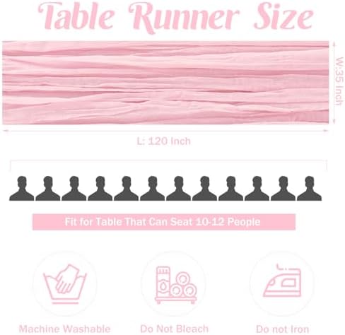 Pink 10FT Cheesecloth Table Runner Boho Gauze Fabric Table Runner Rustic Sheer Runner for Wedding Bridal Baby Shower Birthday Party Boho Table Decor（1 Pack Pink）
