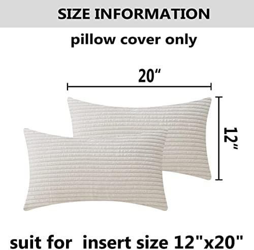 Home Brilliant Rectangle Throw Pillow Covers 12x20 Set of 2 Solid Striped Velvet Oblong Throw Pillow Case for Couch Chair Baby Toddler Summer Lumbar Pillow, 12 x 20 inch, Cream Cheese
