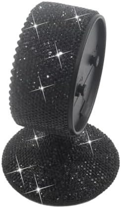 Luxury Rhinestone Alarm Clock Morning Call Super Silent Non Ticking Handmade Fashion Design for Bedroom Houseroom Living Room Desk Cute As Gift AR (Black)