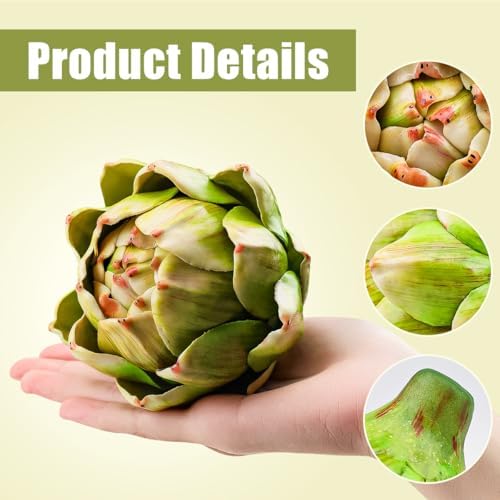 3pcs Large Faux Artichokes Decoration, Green Artificial Artichoke